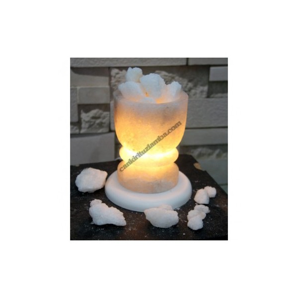 Klasik Tuz Çanağı Şekilli Tuz Lambası ( Beyaz Parça Tuzlu )