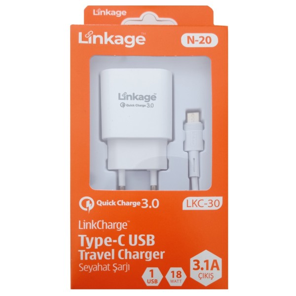 Linkage Type-c Usb Şarj Cihazı 3.1a Çıkış 18 Watt